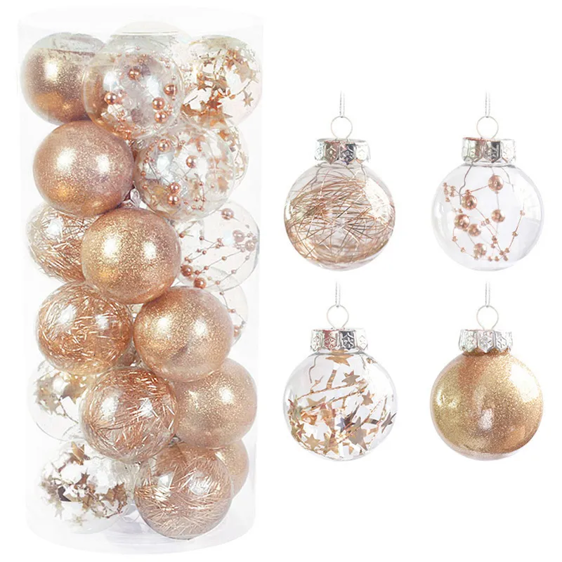 Outros suprimentos de festa de evento 24pcs 6cm Bolas de Natal Xmas Árvore Pendurada Ornamentos Bola Decorações para Casa Navidad Ano Presente Pingente 230406