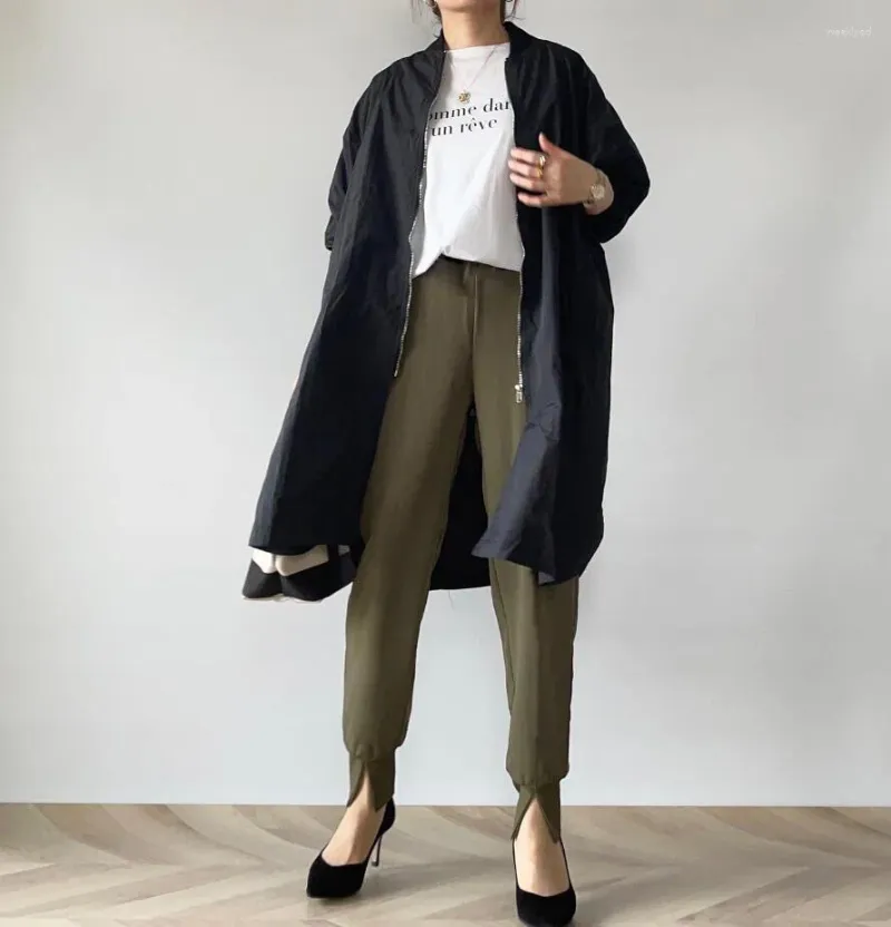 Kadın Pantolon Bahar Yüksek Bel Kapalı Leg Khaki Siyah Kargo Drawstring Split Sıradan Pantolon Sonbahar Giysileri Kore tarzı Kadın Y2K Moda