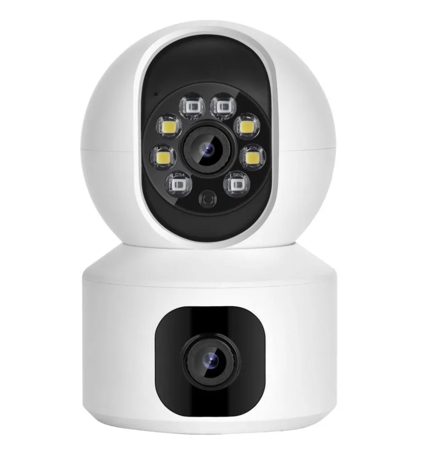2.4GHzワイヤレスカメラデジタルベビーモニターデュアルレンズ360ローテーションホームセキュリティIPカメラオートナイトビジョンWiFiビデオモニター