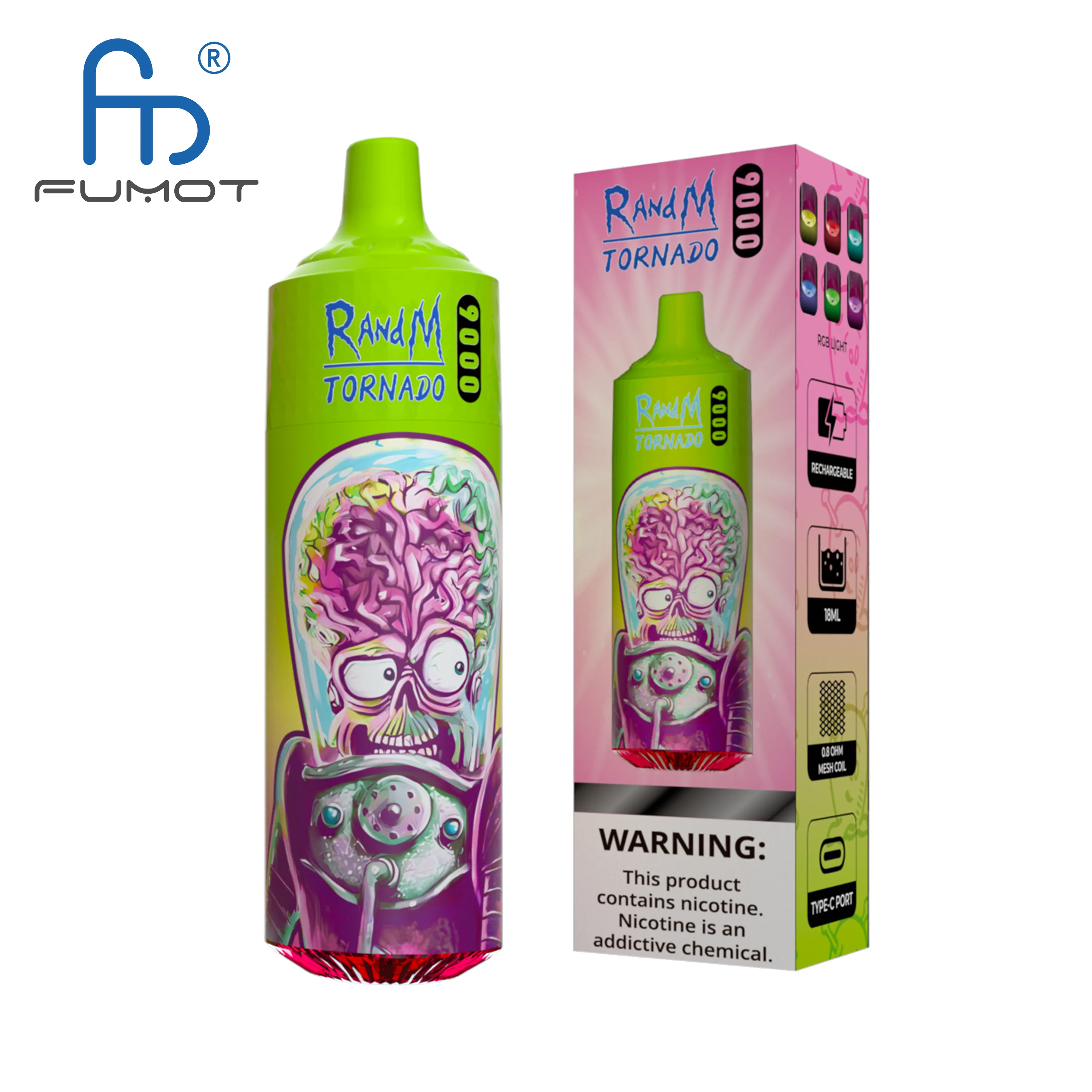 FUMOT RandM Tornado 9000 Vape monouso e-cigs 53 colori grandi in stock