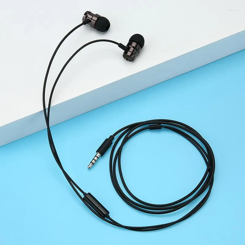 سماعات الرأس المعدنية السوبر باس في سماعات الأذن مع ميكروفون أسود 3.5 ملم سماعات الأذن مناسبة للهواتف الذكية MP3 مشغل