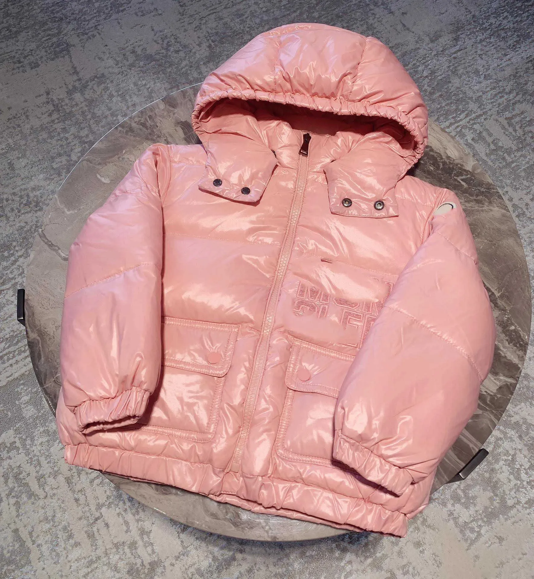 Baby Solid Color Down Hooded Jackets For Child Winter Clothing Mooie roze jongens en meisjesoverjasontwerper Babykleding 001