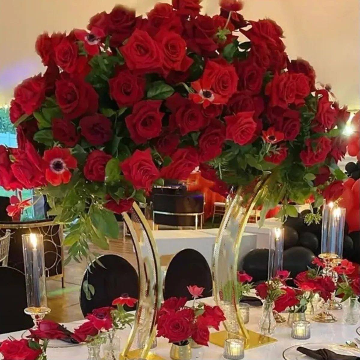 Dekorasyon dekorasyon sıcak lüks beyaz yapay çiçekler ile kemer düğün masası centerpiece imke752
