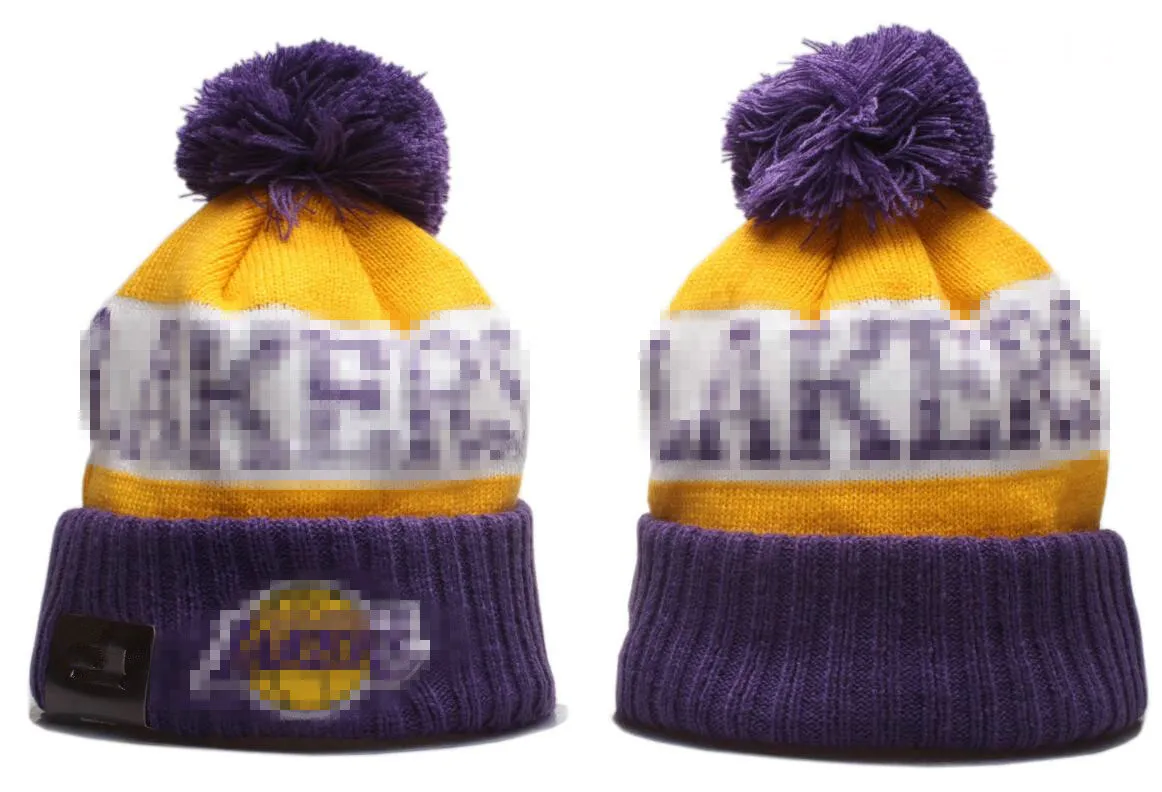 Gorros de luxo Lakers Beanie Los Angeles LAL designer de inverno homens mulheres design de moda chapéus de malha outono boné de lã carta jacquard unissex crânio quente esporte chapéu de malha A5