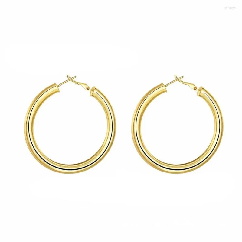 Creolen Durchmesser 50MM Ohrrring für Frauen Damen Mädchen hohl großen Kreis goldene Farbe 5mm dick Modeschmuck