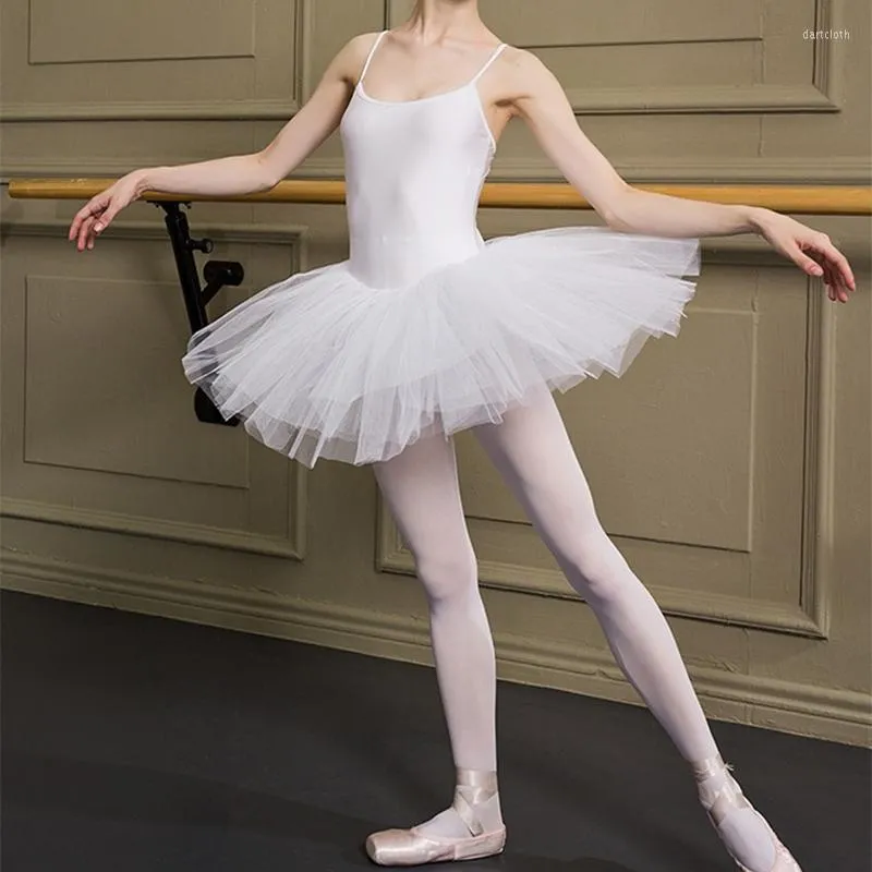 Adult Ballerina Dress Swan Lake Performance Costume, White/Black Tulle  Tutu, Spaghetti Strap Leotard Bodysuit Stage Wear