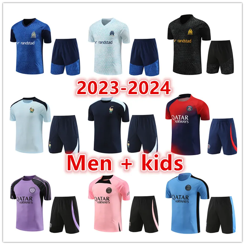 2023 2024 Om Marseilles French Tracksuit Soccer Jerseys Training Shirt Men and Kids 23 24 25 Football Tracksuit Jersey Shorts Kit 2025 Maillot Surtetement Foot