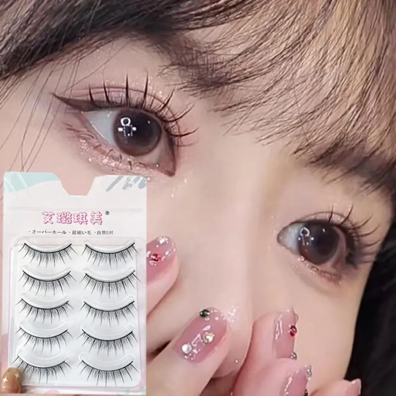 Falska ögonfransar parar japanska övernaturliga lilla djävul cosplay naturliga fairy lash förlängning stora ögon makeupfalse