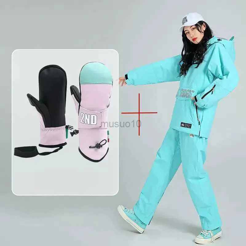 Altri articoli sportivi Tuta da sci Donna Giacca da sci Pantaloni da snowboard Inverno Tute da sci di montagna Sci femminile Abbigliamento sportivo impermeabile Regalo di guanti HKD231106