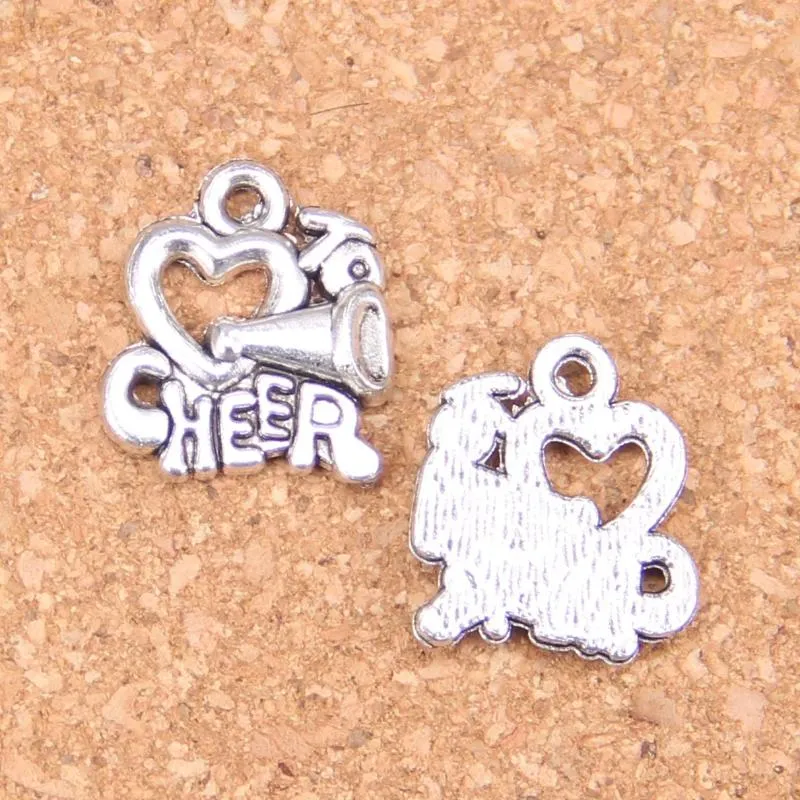 Ciondoli 12 pezzi Cheer Love Cheerleading 17x16mm Pendenti antichi Gioielli in argento tibetano vintage Fai da te per la collana del braccialetto