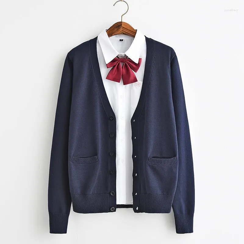 Malhas femininas Escola japonesa JK uniformes Cardigan Outerwear suéter de algodão marinheiro marinheiro de manga longa 9 coloros cosplay menina uniforme