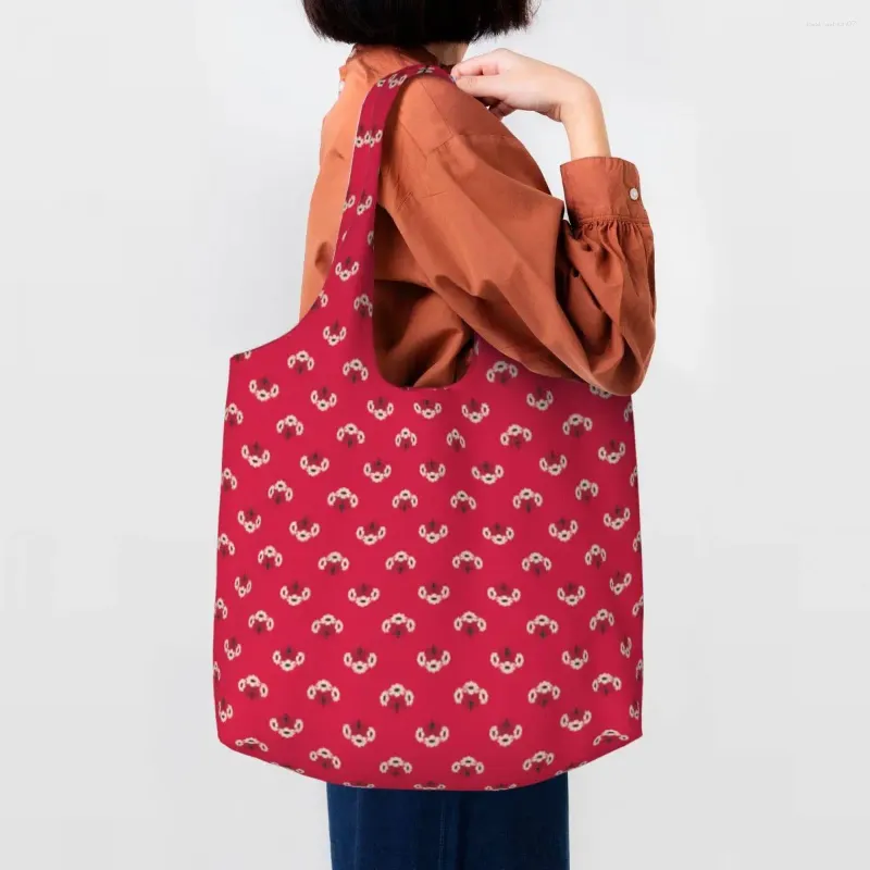 Shopping Bags Posie Pattern Geranium Groceries Tote Bag Women Orla Kiely Canvas Shoulder Shopper Large Capacity Handbags