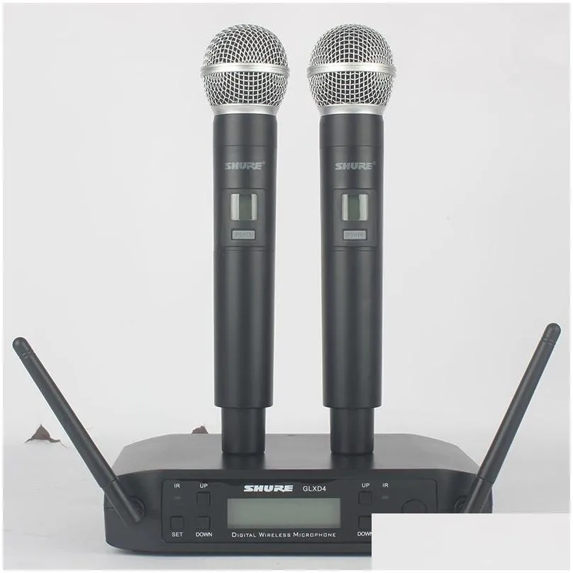 Mikrofoner Mikrofon Wireless G-Mark GLXD4 Professional System UHF Dynamic Mic Matic Frequency 80m Party Stage Host Church Drop de DHC4B