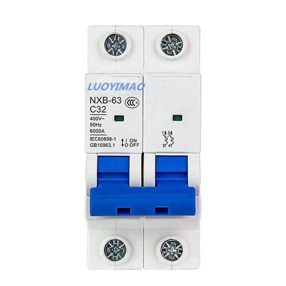 2Poles 32A 400V Low-Voltage Miniature Circuit Breaker Din Rail Mount NXB-63 C32 (C32 /32A)