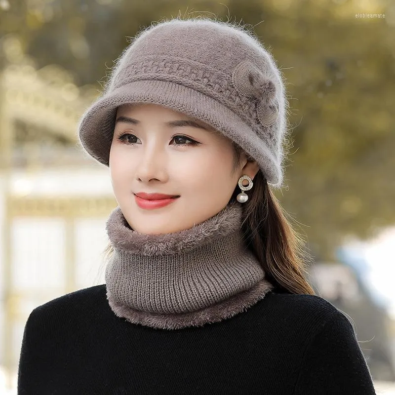 Beanies Beanie/Skull Caps Women's Autumn Winter Knitted Scarf Hat Suit Solid Color Mors värme och sammet tjocka Beanie Outdoor Sports Su