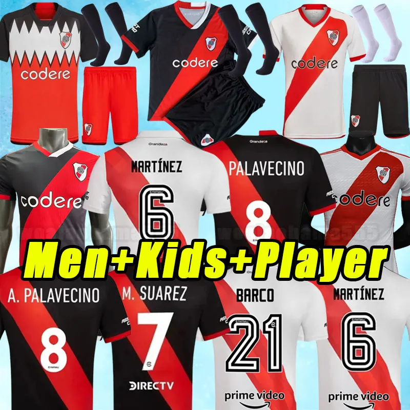 2023 2024 River Plate Soccer Jersey Home Away Lanzini Fernandez Barco Palavecino Borja 23 24 M. Suarez de la Cruz Libertadores Football Shirts Player Men Kids