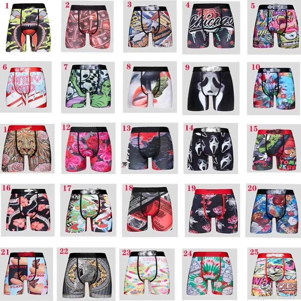 Mens Ice Polyester Boxer Shorts Printed Animation Comfortable Sports Boxer Underwear Short Pants