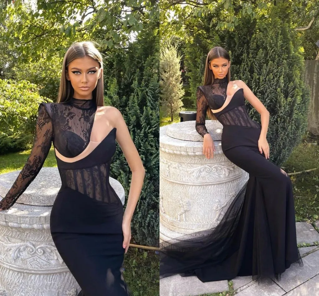 Ahorra a lo Grande en Compras al por Mayor de Elegantes Vestidos De Noche  Negros: Vestido Formal De Una Sirena De Una Sola Hombro Con Pliegues