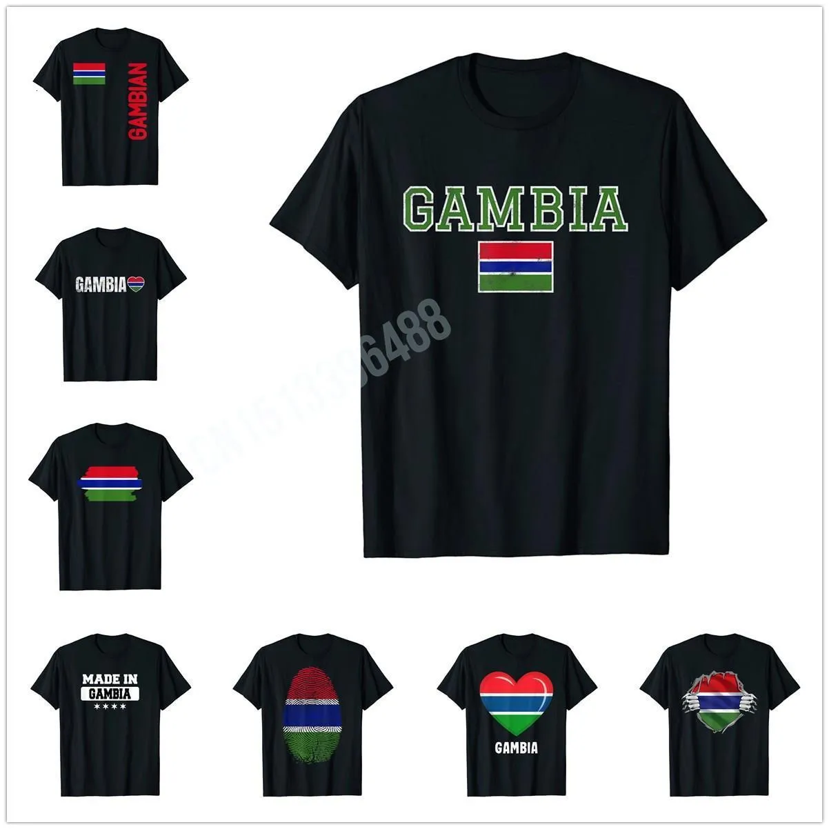 Camisetas para hombre Más diseño Gambia Bandera de Gambia Regalo de recuerdo Camiseta para hombres Mujeres Camisetas Tops Camisetas de algodón 230406