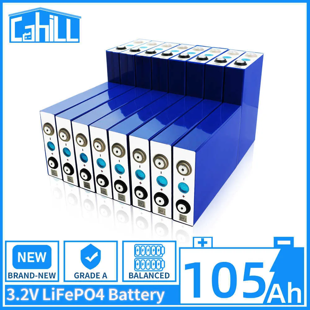 Lifepo4 Battery 3.2V 105AH Grade A Rechargeable Lithium Iron Phosphate Cell DIY For 12V 24V 48V RV EV Boat Solar System Off Grid