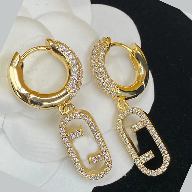 Boucles d'oreilles en or de luxe pour femmes Bijoux Boucles d'oreilles Mode Femmes Boucles d'oreilles Classique F Lettre Goujons Cadeaux de coeur de mariage