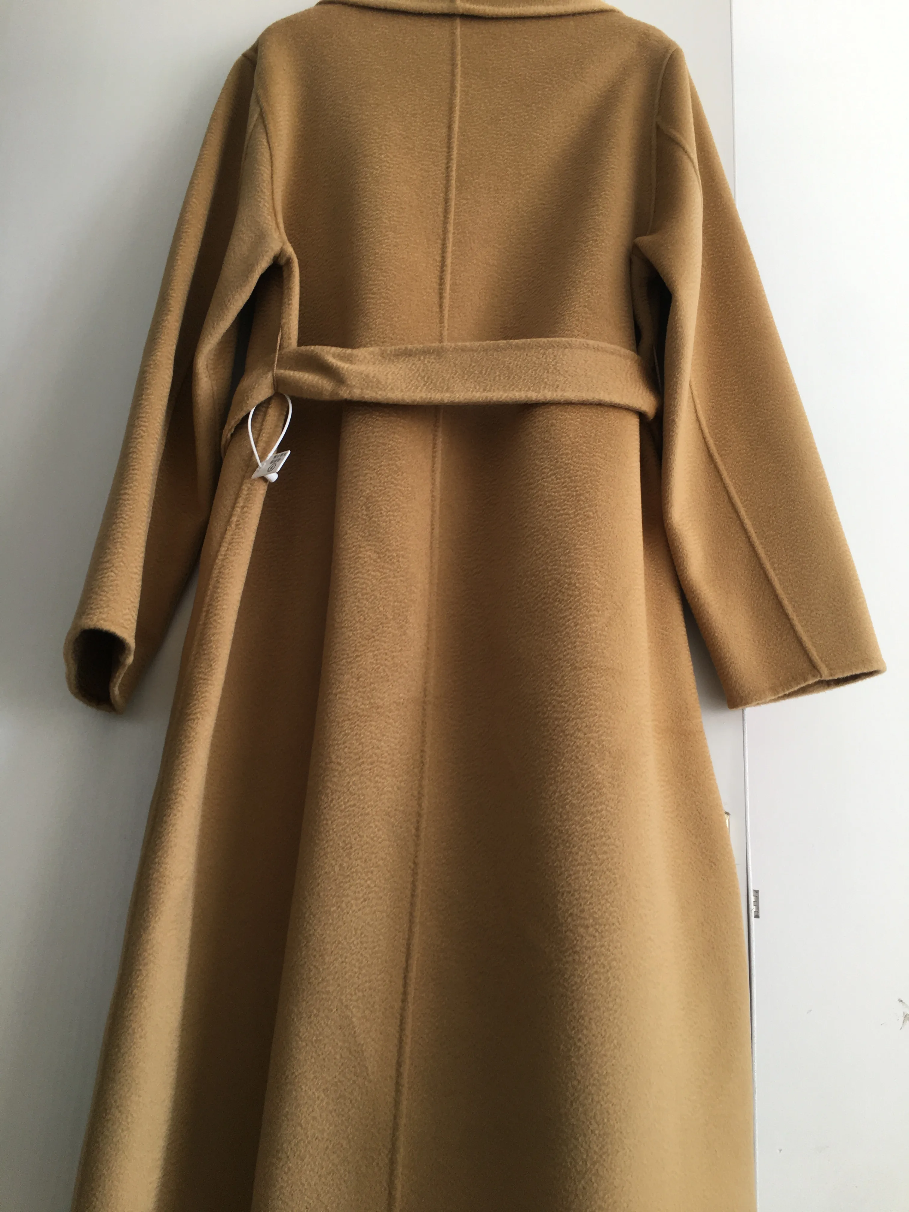 모직 여성을위한 여성용 중간 길이 코트를위한 24- 다우블면 캐시미어 토템 -E 워터 리플 느슨한 넥타이 코트