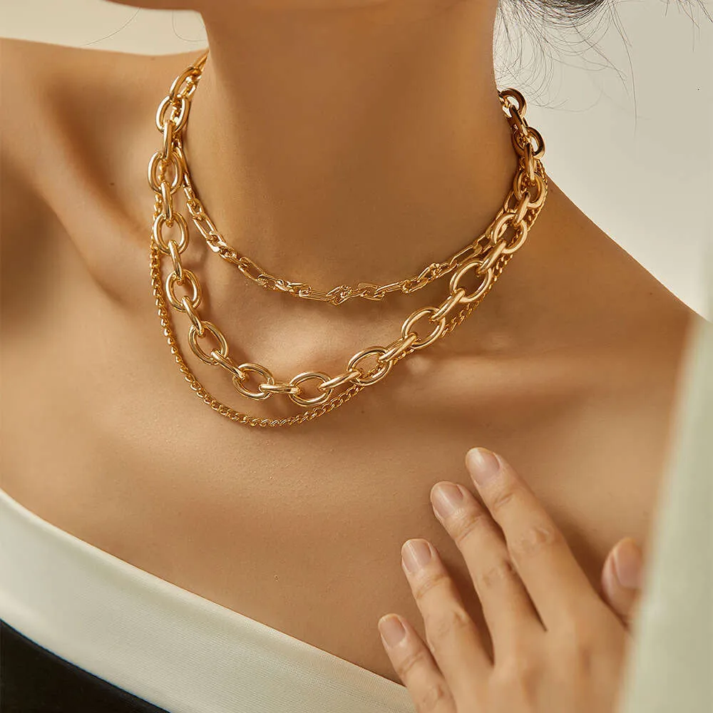 Collier épais exagéré, nouveau produit tendance, magnifique chaîne de cou Hip Hop multicouche, chaîne de collier minimaliste