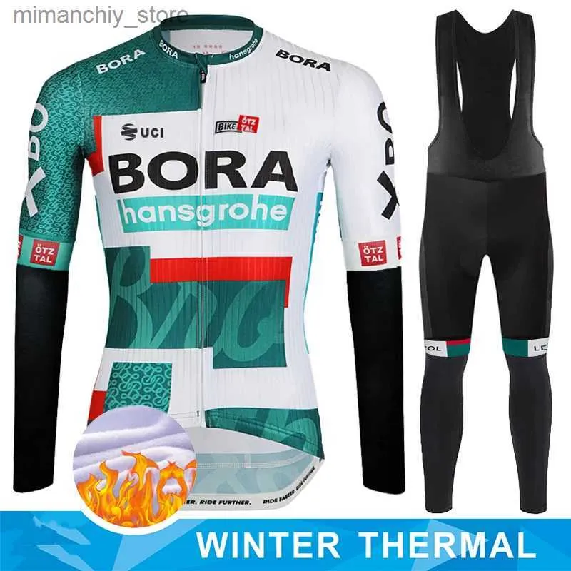 Cykeltröja sätter Cycling Bib Jersey 2024 Klädman Män UCI Bora Road Bike Uniform Mtb Ma Men's Suit Bicyc Pants Set Jerseys Sportkläder Q231107