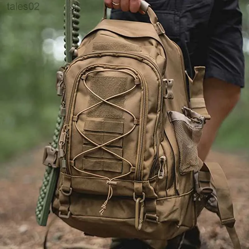 배낭 여행 팩 대용량 군용 전술 배낭 군대 폭행 Rucksack 야외 3 일차 확장 가능한 여행 배낭 하이킹 molle Bug out bag yq231106