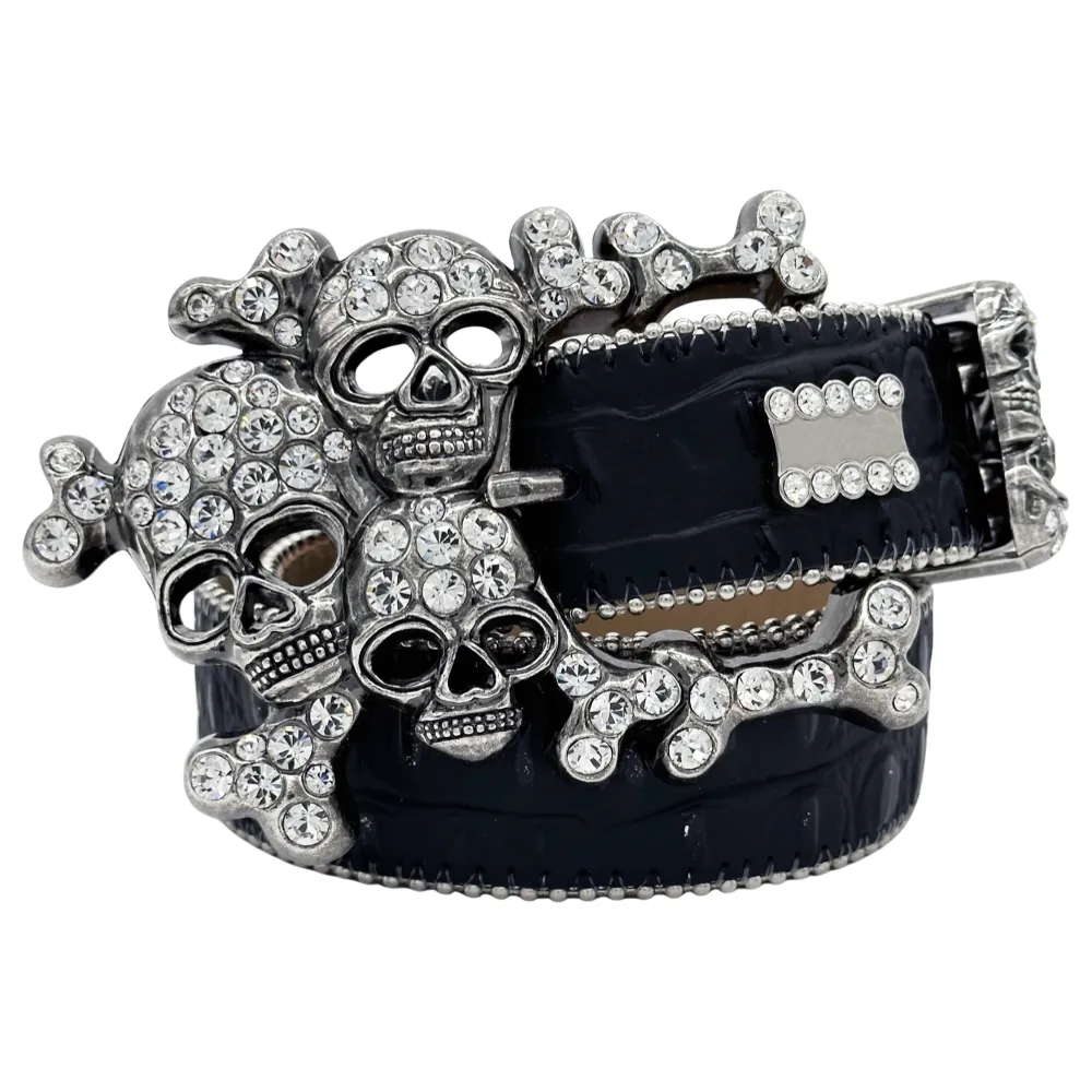 2023 mens womens designer belt with full Rhinestone Bb belts Simon Skull needle buckle Waistbands for gift