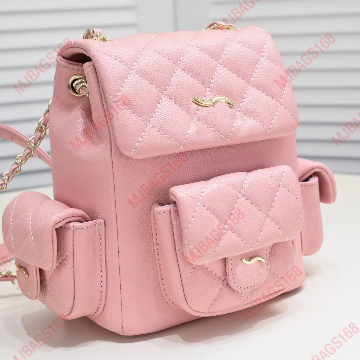Luxury Pink Designer Backpack Handheld Mini CC Bag with Chain