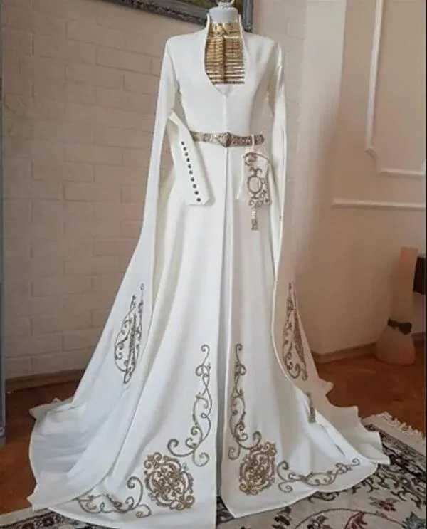 Traditional Caucasus caftan wedding dress for women Gold Embroidery High Neck Muslim long sleeve cape bridal gown from Dhgate A-Line Wedding Dresses - price 201.01 Traditional Caucasus caftan wedding dress for women Gold Embroidery High Neck Muslim long sleeve cape bridal gown from Dhgate A-Line Wedding Dresses - price 201.01