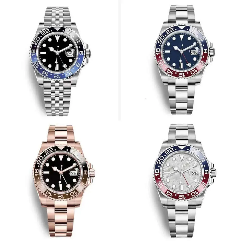 Couleur du rôle L'apparence GMT la plus populaire, le cadran noir est livré avec des montres de sport mécaniques automatiques lumineuses