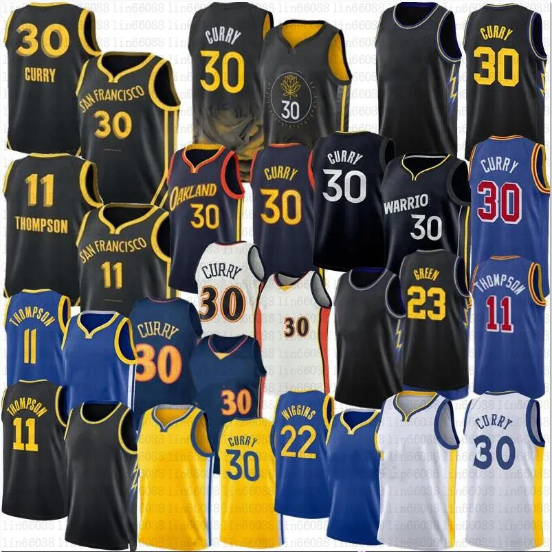 Vintage Stephen Curry Klay Thompson baskettröjor Draymond Green Andrew Wiggins 2024 City Shirt Edition Blue Black Jersey