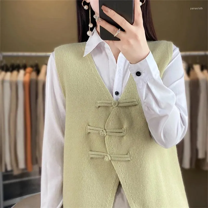 Women's Knits Boutique High-end V-neck Sweater Knitted Vest Cashmere Cardigan