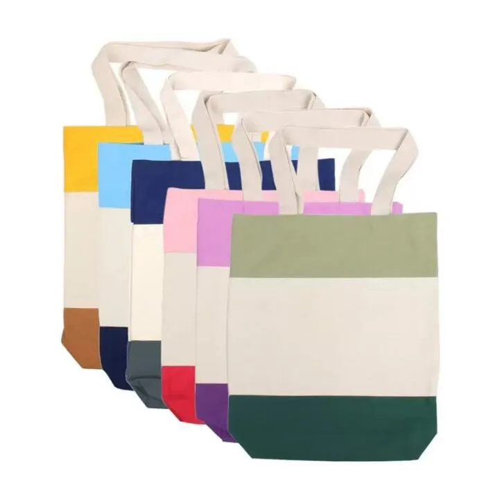 35x10x40cm Tri-Color Canvas Blank Shopping Tote Bags Reusable Cotton grocery High Capacity Shopping Bag