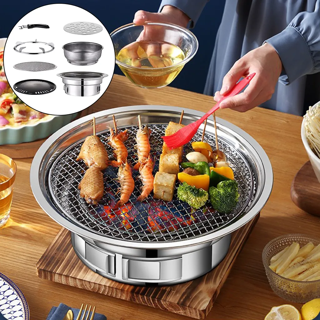 BBQ Grills Koreaanse houtskool barbecue grill huishouden Koreaanse bbq grill anti-aanbak voor thuis keuken buitentuin barbecue fornuis 230404