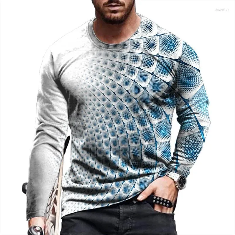 T-shirt manches longues col rond pour homme, vêtement décontracté, à la mode, avec imprimé, printemps-automne, 2023