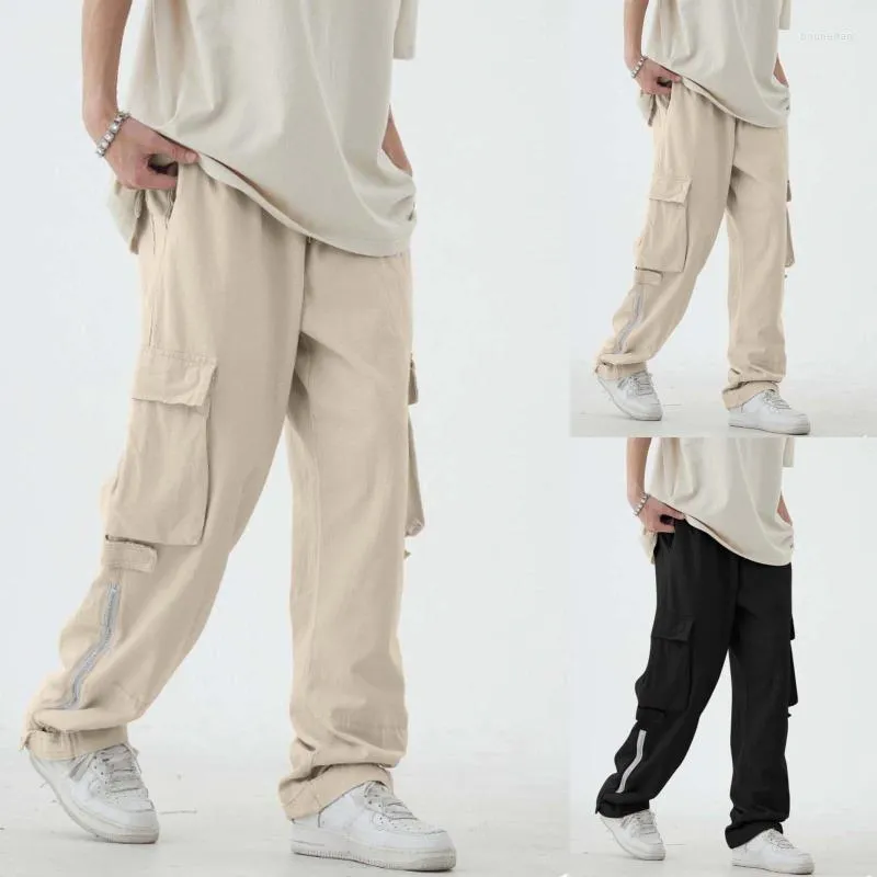 Men's Pants Men Cotton Fashion Sports Casual Elastic Waist Straight Leg Loose White Memory Business Trousers For MenMen's Boun22