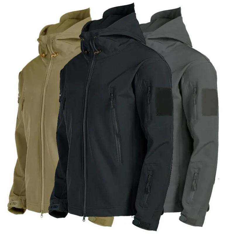Jackets masculinos táticos jaqueta macia tática à prova de vento e à prova d'água Militar Militar Bomber Pilloot Capeled Jaqueta de lã ao ar livre uniforme 230406