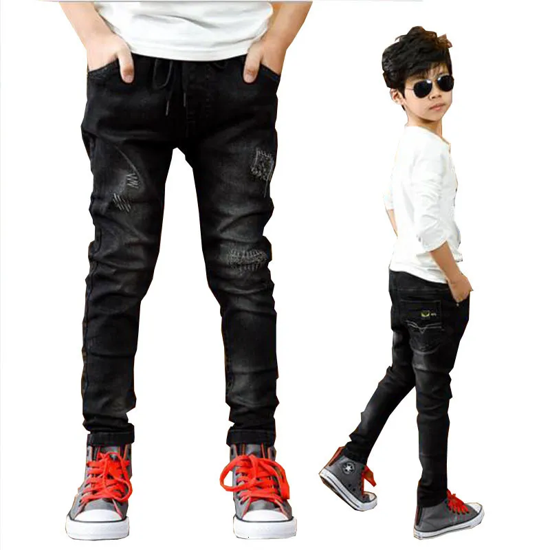 Jeans Ragazzi Pantaloni Primavera Autunno Jeans Neri Bambini