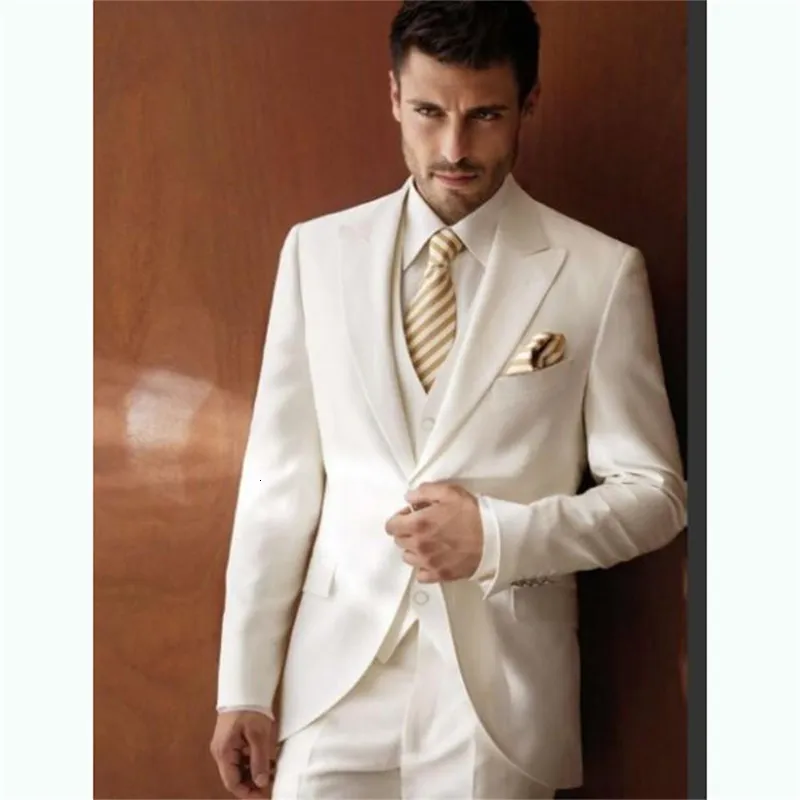 Herren Anzüge Blazer Royal Herren Sakko Set 3-teilig Unterwäsche Set weiß Hochzeit Ball formelle Party Business Individualisierung MantelTrousseauTank Top 230406