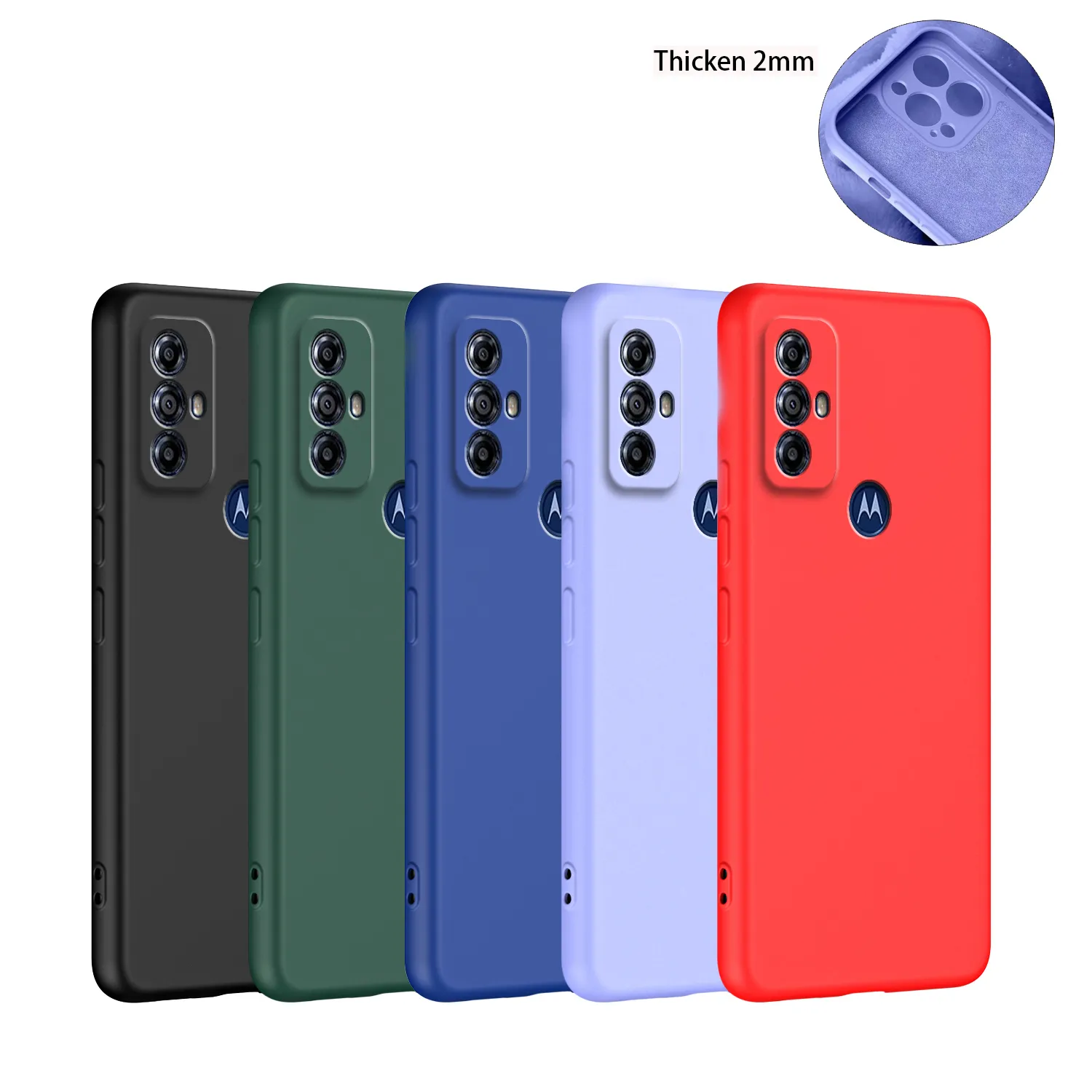 Thickened 2mm Silicone Phone Case For Moto G PLAY 2023 EDGE 40 EDGE 30 FUSION G53 G73 2023 G13 E13 G22 G42 G13 E32 E22 G60 G200 G STYLUS 5G G POWER Solid Color Back Cover