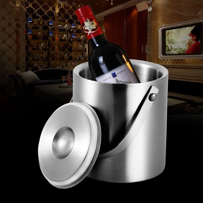 2LHand-Held Ice Bucket Bar narzędzie do pubu/hotelu/imprezy 18/8 ze stali nierdzewnej czerwone wino chłodnica szampanowa bele whisky wiadra Barware 2023