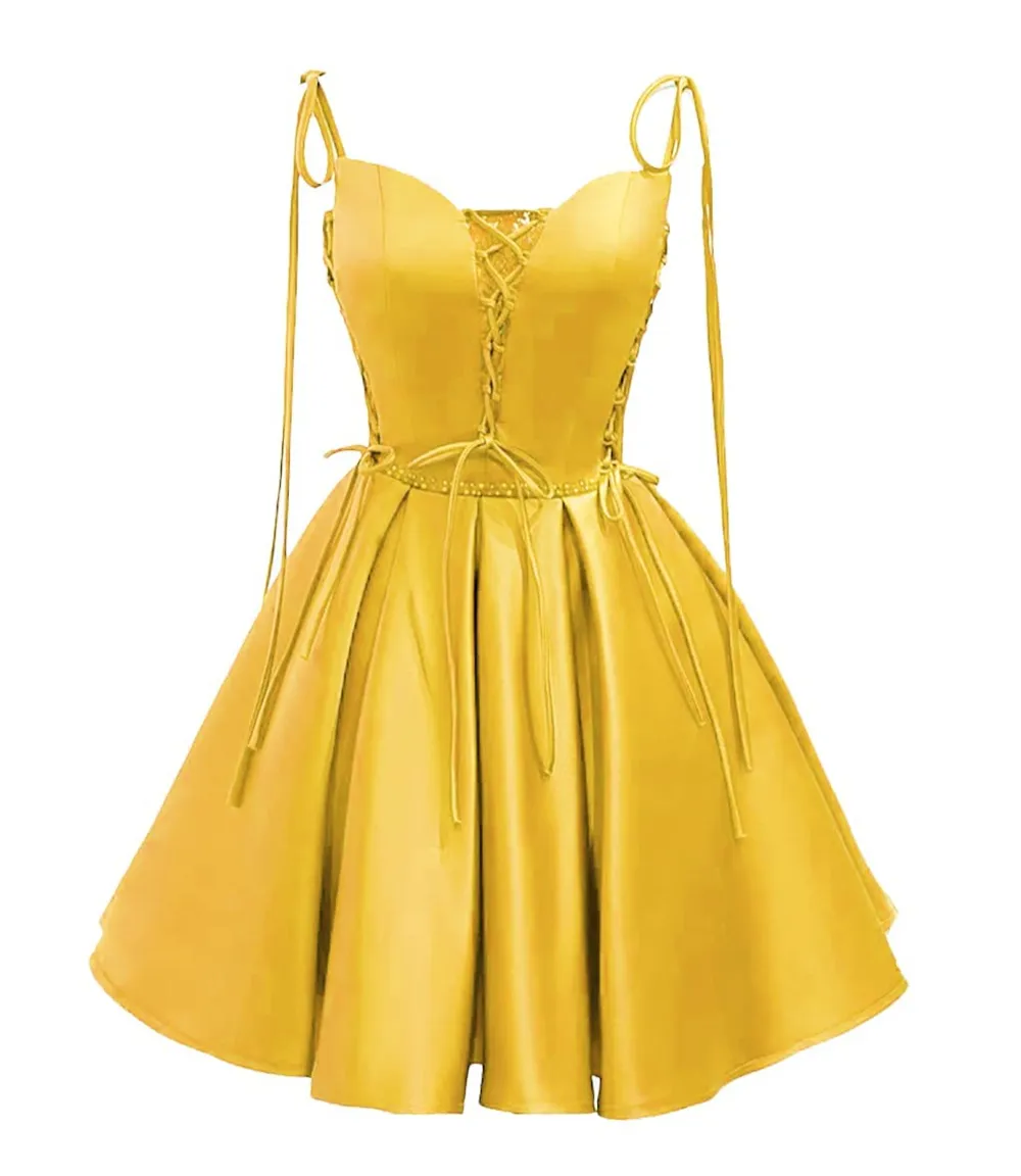 Short Cocktail Dresses A Line Satin Mini Dress,... From  Juliaweddingdresses, $62.72