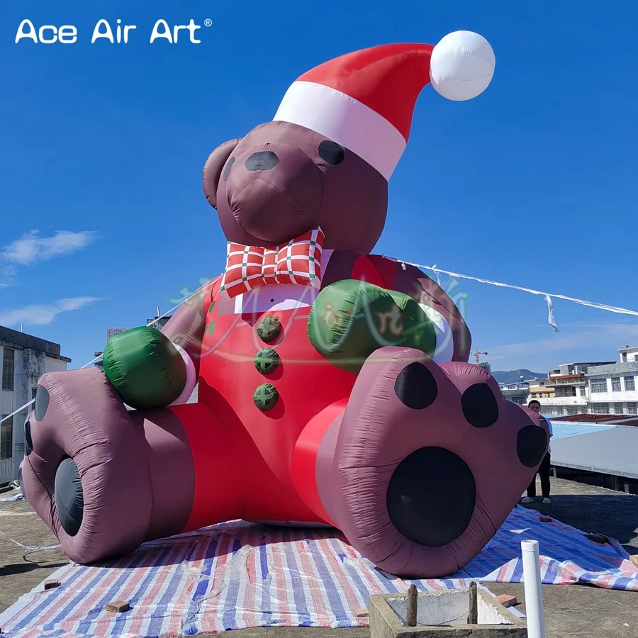 Animal inflável gigante da mascote dos desenhos animados do urso marrom inflável de 6mH para a decoração do evento da propaganda do feriado do Natal