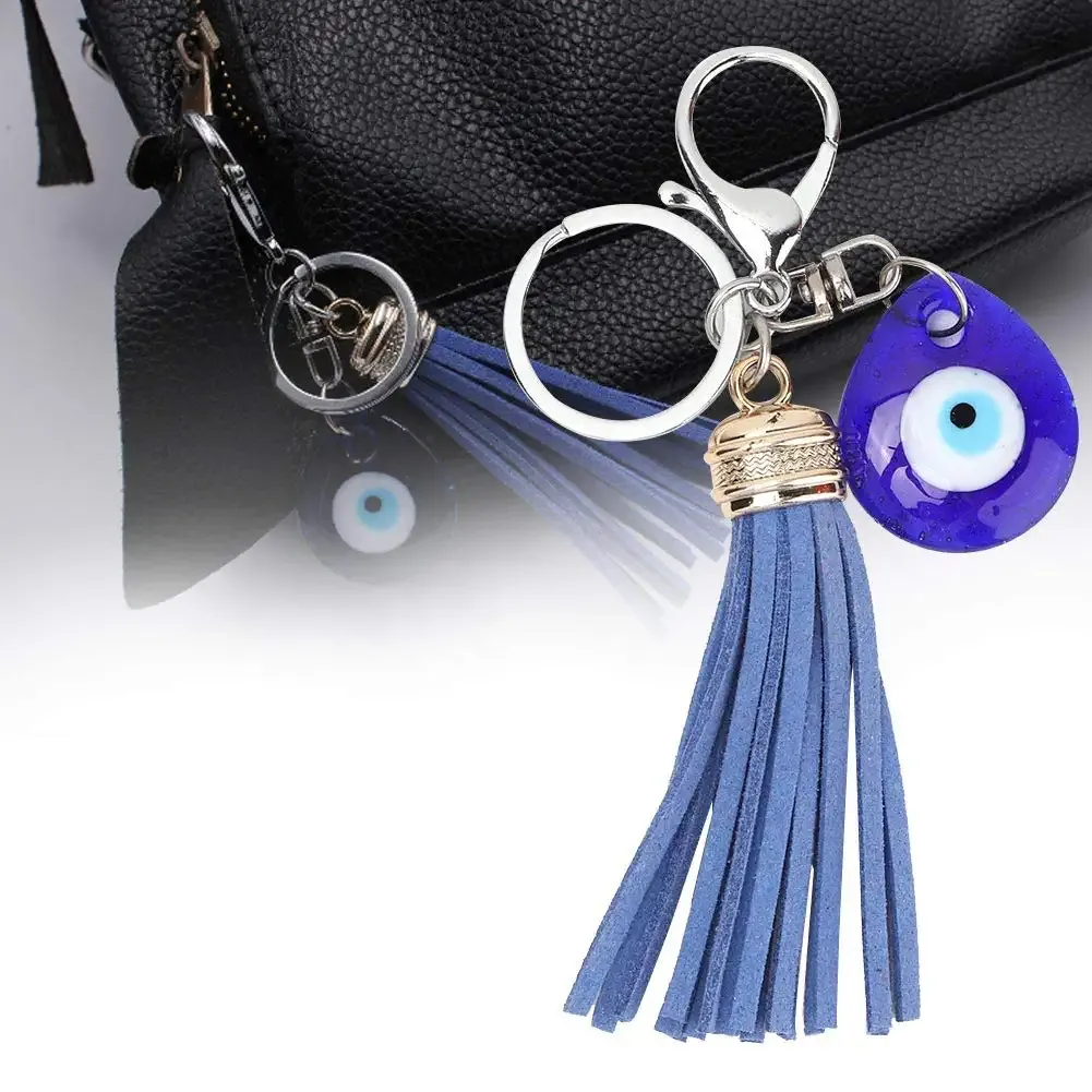 Keychains Lanyards L Blue Evil Eye Keychain Turkish Glass Amet Blessing Good Luck Key Ring For Girls Women Bag Decor Birthday Christma Amc3Z