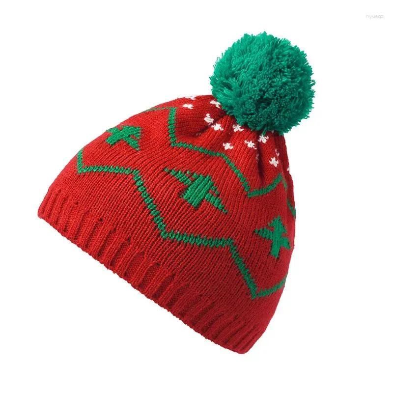 Berets Weihnachtsmütze für Kinder Skullies Mützen Baum Rot Winter Kind Grün Beanie Hüte Mütze Kinder gestrickt
