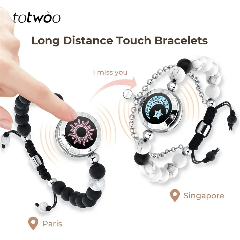 Totwoo Long Distance Touch Bracelets for Couples Long Distance Light  Up&Vibrate