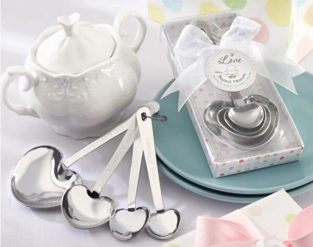 Heart-Shaped Measuring Spoons in Gift Box wedding giveaway centerpieces souvenir accessories supplies party